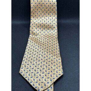Vintage Hathaway Men's Tie Imported Silk Yellow and Blue Geometric 59in x 3.75in